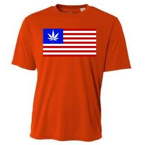 American USA Weed Flag Cooling Performance Crew T-Shirt