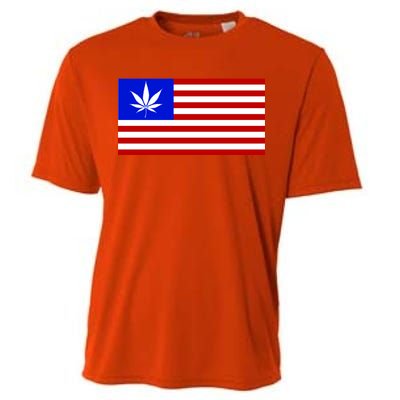 American USA Weed Flag Cooling Performance Crew T-Shirt