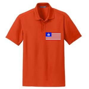 American USA Weed Flag Dry Zone Grid Polo