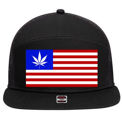 American USA Weed Flag 7 Panel Mesh Trucker Snapback Hat