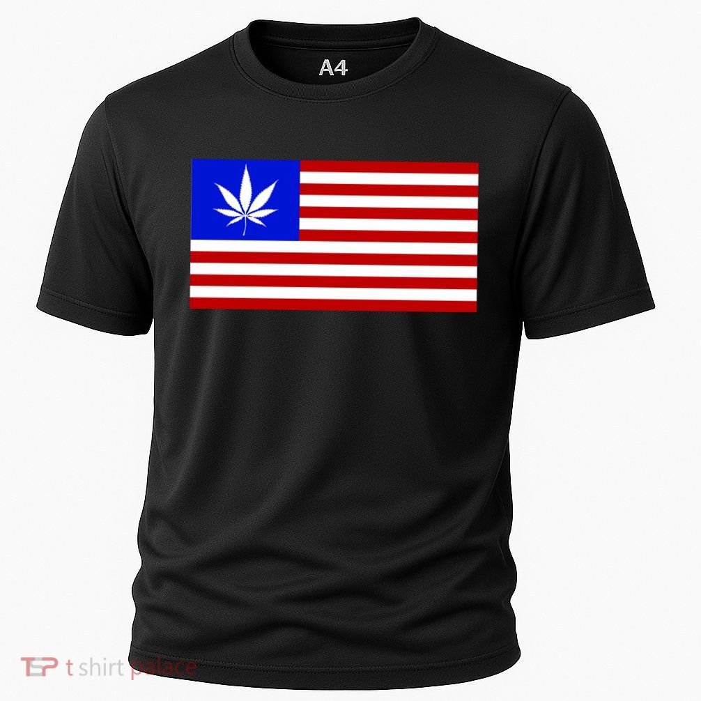 American USA Weed Flag Cooling Performance Crew T-Shirt