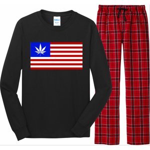 American USA Weed Flag Long Sleeve Pajama Set