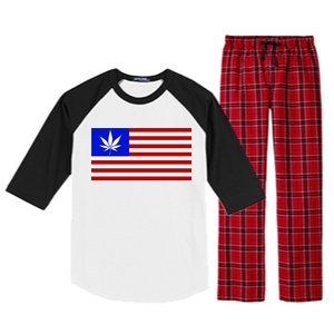 American USA Weed Flag Raglan Sleeve Pajama Set