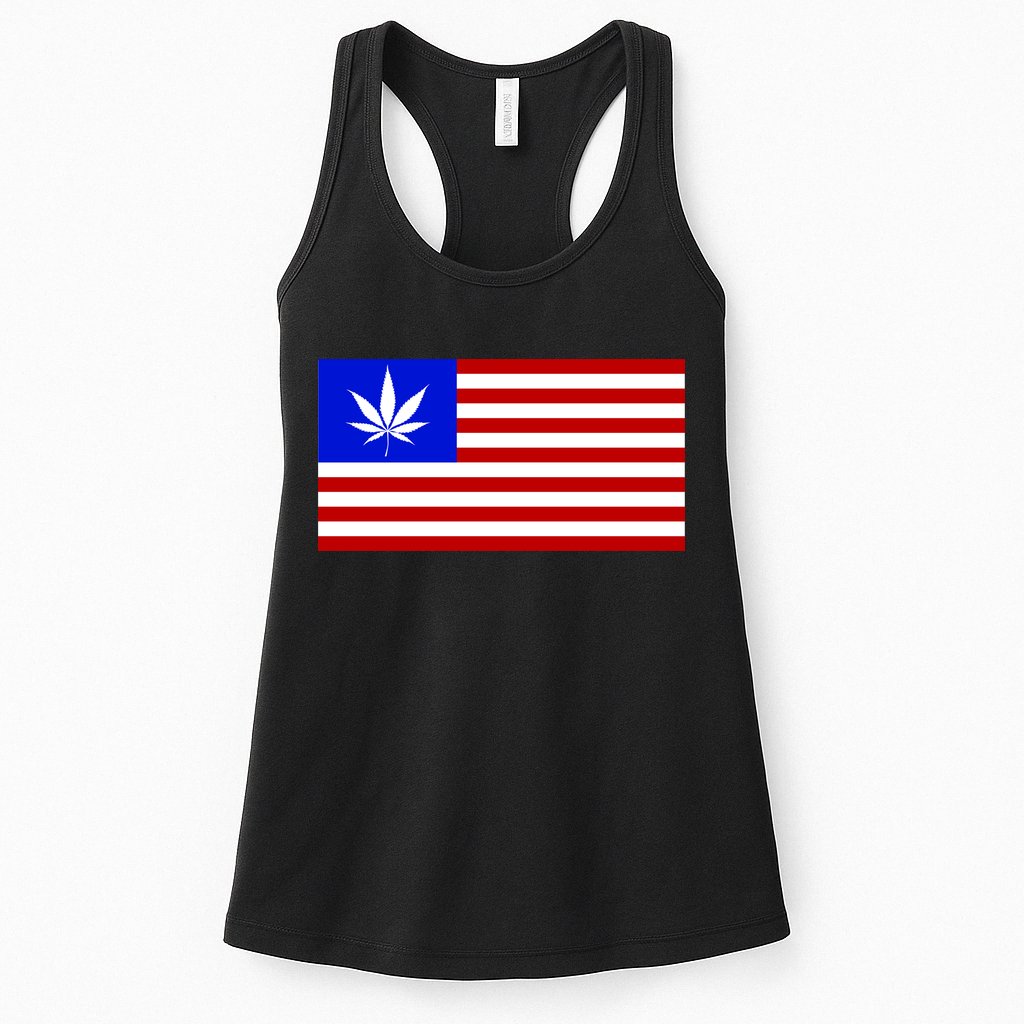 American USA Weed Flag Womens Tank Top