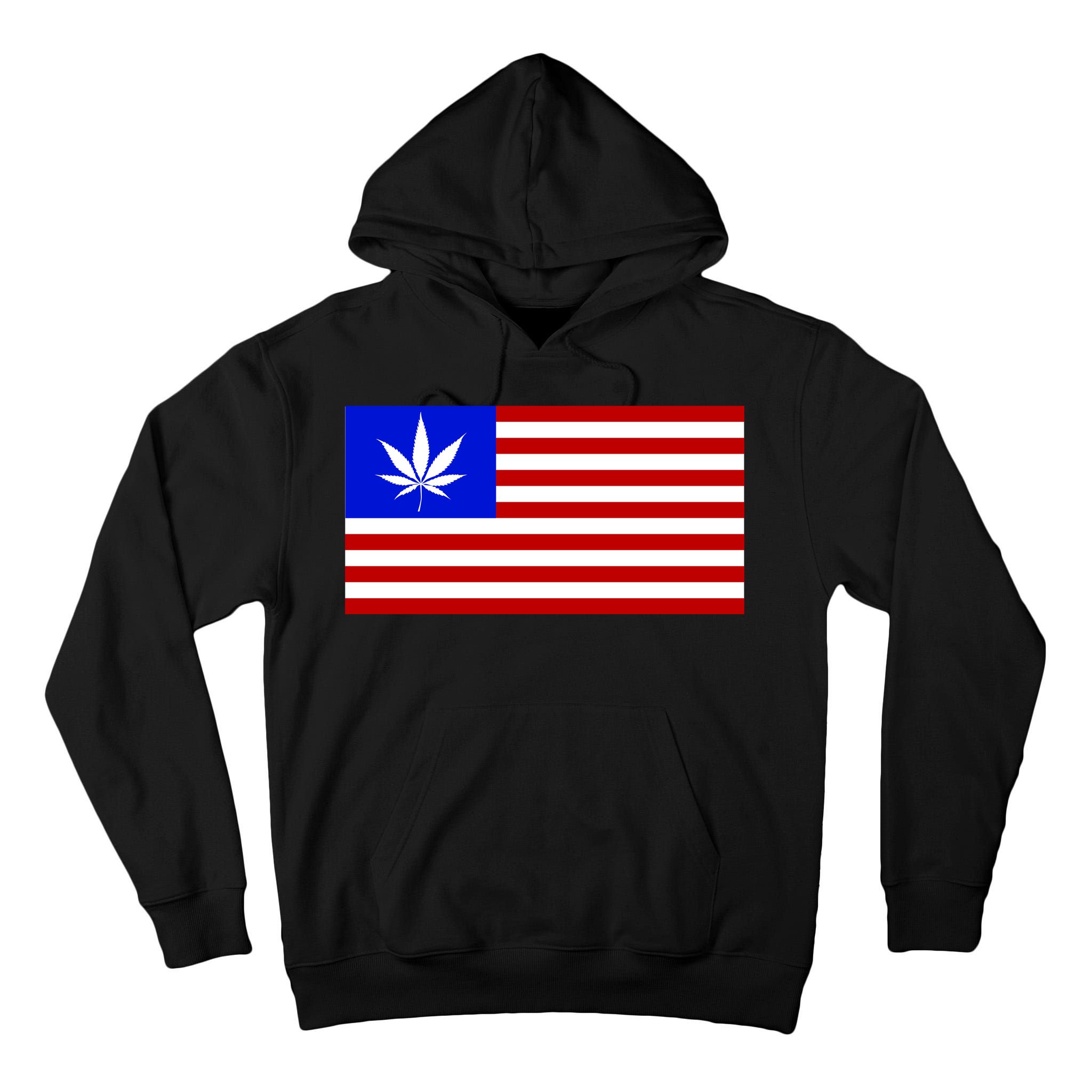 American USA Weed Flag Tall Hoodie