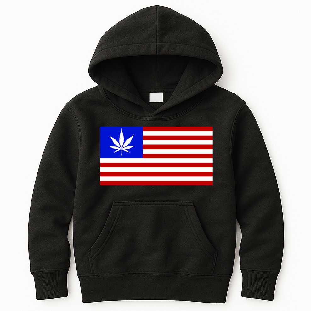 American USA Weed Flag Kids Hoodie