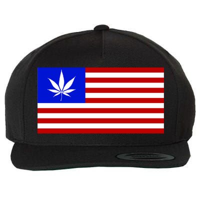 American USA Weed Flag Wool Snapback Cap