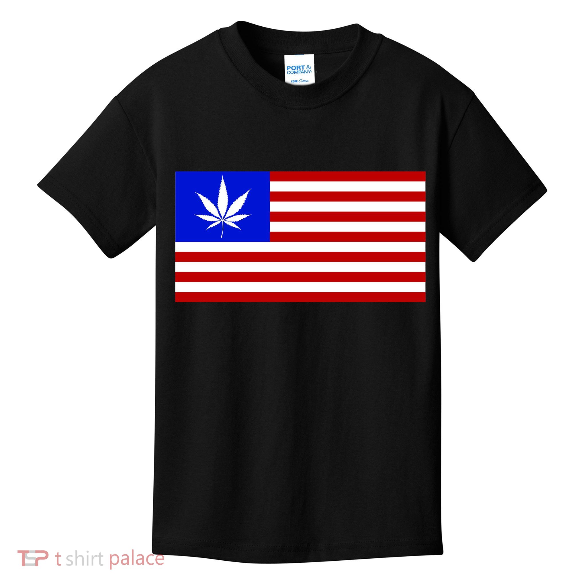 American USA Weed Flag Kids T-Shirt