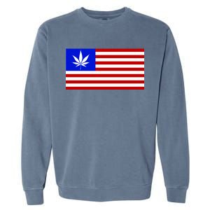 American USA Weed Flag Garment-Dyed Sweatshirt