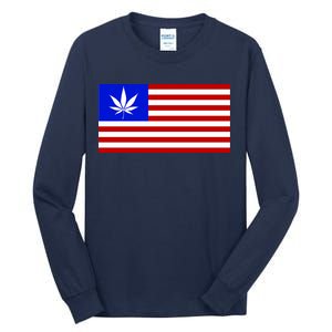 American USA Weed Flag Tall Long Sleeve T-Shirt