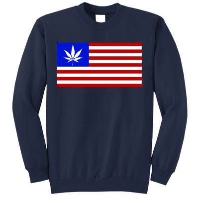 American USA Weed Flag Tall Sweatshirt