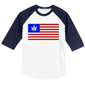 American USA Weed Flag Baseball Sleeve Shirt