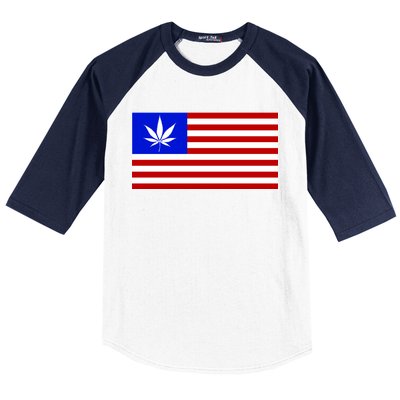 American USA Weed Flag Baseball Sleeve Shirt