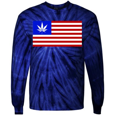 American USA Weed Flag Tie-Dye Long Sleeve Shirt