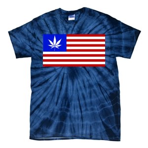 American USA Weed Flag Tie-Dye T-Shirt