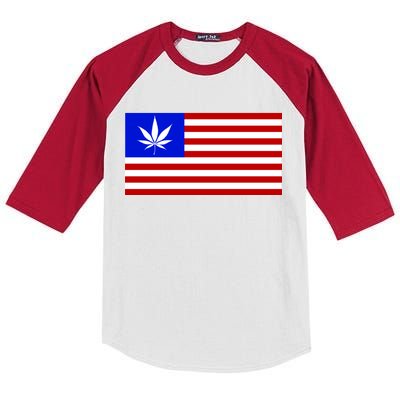 American USA Weed Flag Kids Colorblock Raglan Jersey