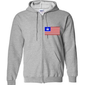 American USA Weed Flag Full Zip Hoodie