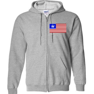 American USA Weed Flag Full Zip Hoodie