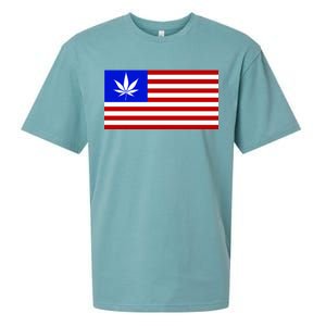 American USA Weed Flag Sueded Cloud Jersey T-Shirt