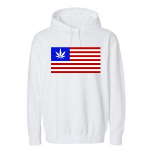 American USA Weed Flag Garment-Dyed Fleece Hoodie