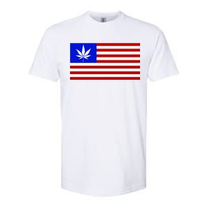 American USA Weed Flag Softstyle CVC T-Shirt