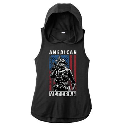 American Veteran Ladies PosiCharge Tri-Blend Wicking Draft Hoodie Tank