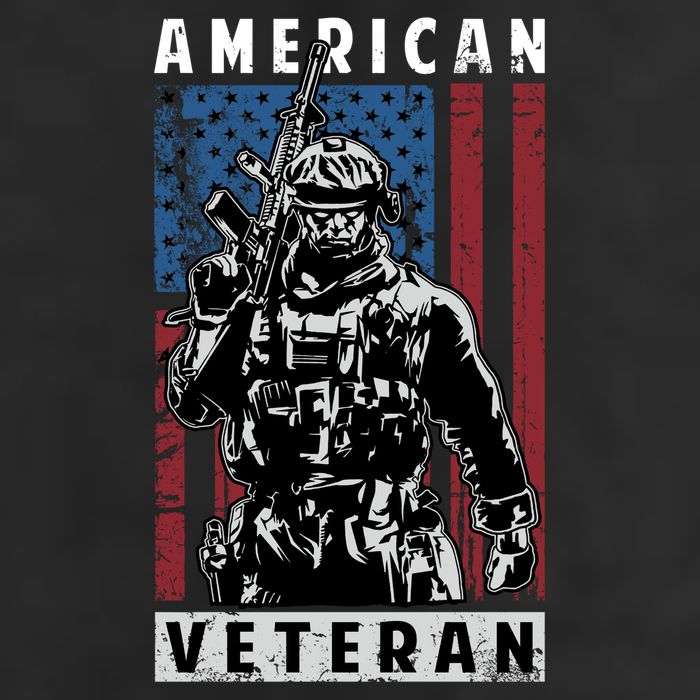 American Veteran 7 Panel Mesh Trucker Snapback Hat