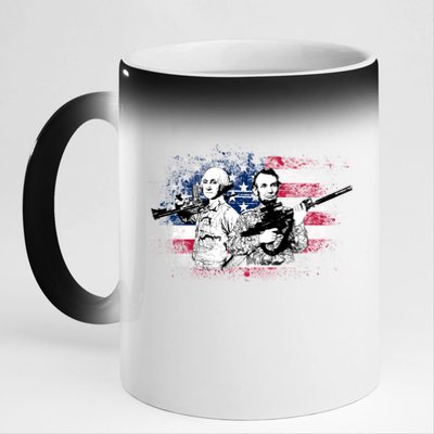 American Washington Lincoln Soldiers 11oz Black Color Changing Mug