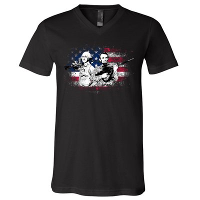 American Washington Lincoln Soldiers V-Neck T-Shirt