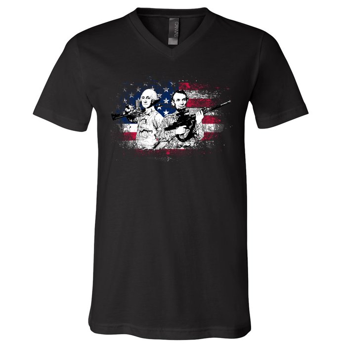 American Washington Lincoln Soldiers V-Neck T-Shirt