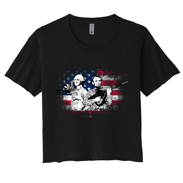 American Washington Lincoln Soldiers Crop Top