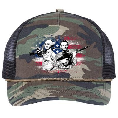 American Washington Lincoln Soldiers Retro Rope Trucker Hat Cap