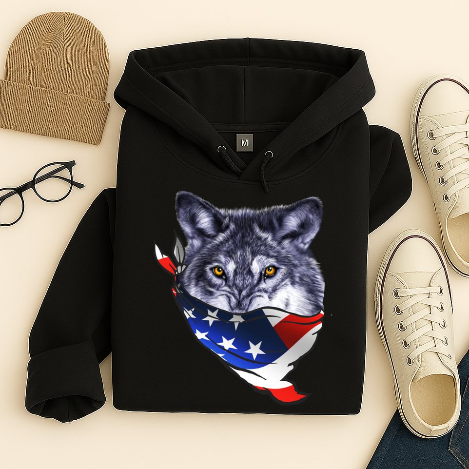 American Wolf USA Bandanna Hoodie