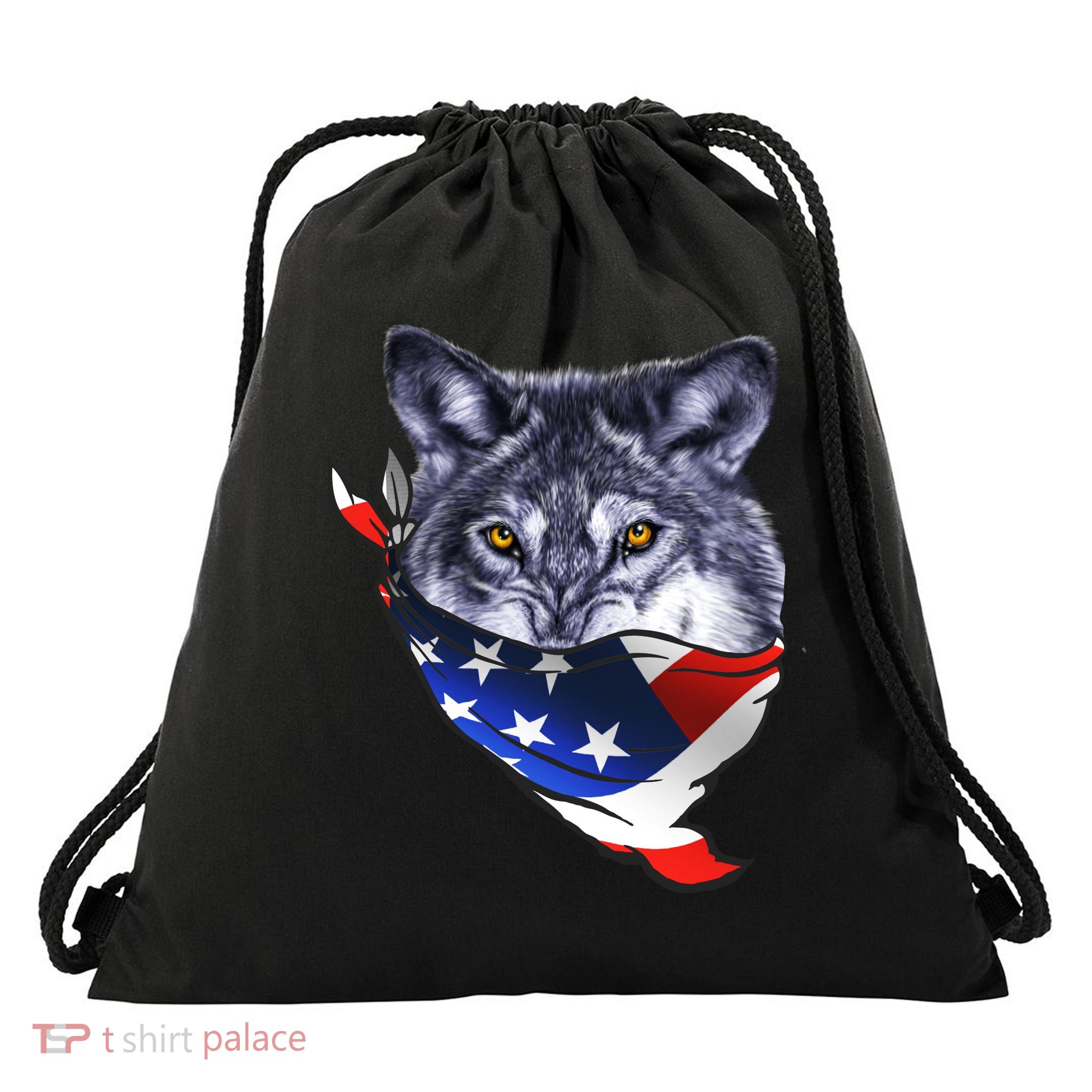 American Wolf USA Bandanna Drawstring Bag