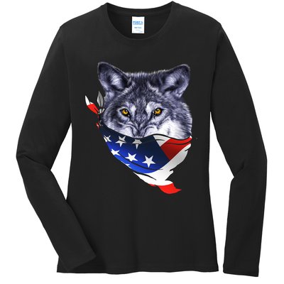 American Wolf USA Bandanna Ladies Long Sleeve Shirt