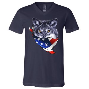 American Wolf USA Bandanna V-Neck T-Shirt