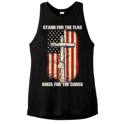 Americans Stand For The Flag Kneel For The Cross Ladies PosiCharge Tri-Blend Wicking Tank