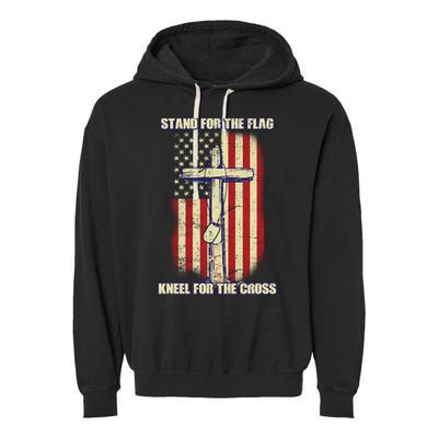 Americans Stand For The Flag Kneel For The Cross Garment-Dyed Fleece Hoodie