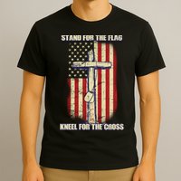 Americans Stand For The Flag Kneel For The Cross T-Shirt