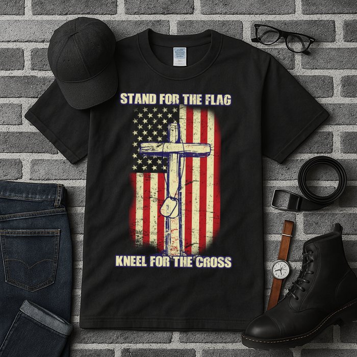Americans Stand For The Flag Kneel For The Cross Tall T-Shirt