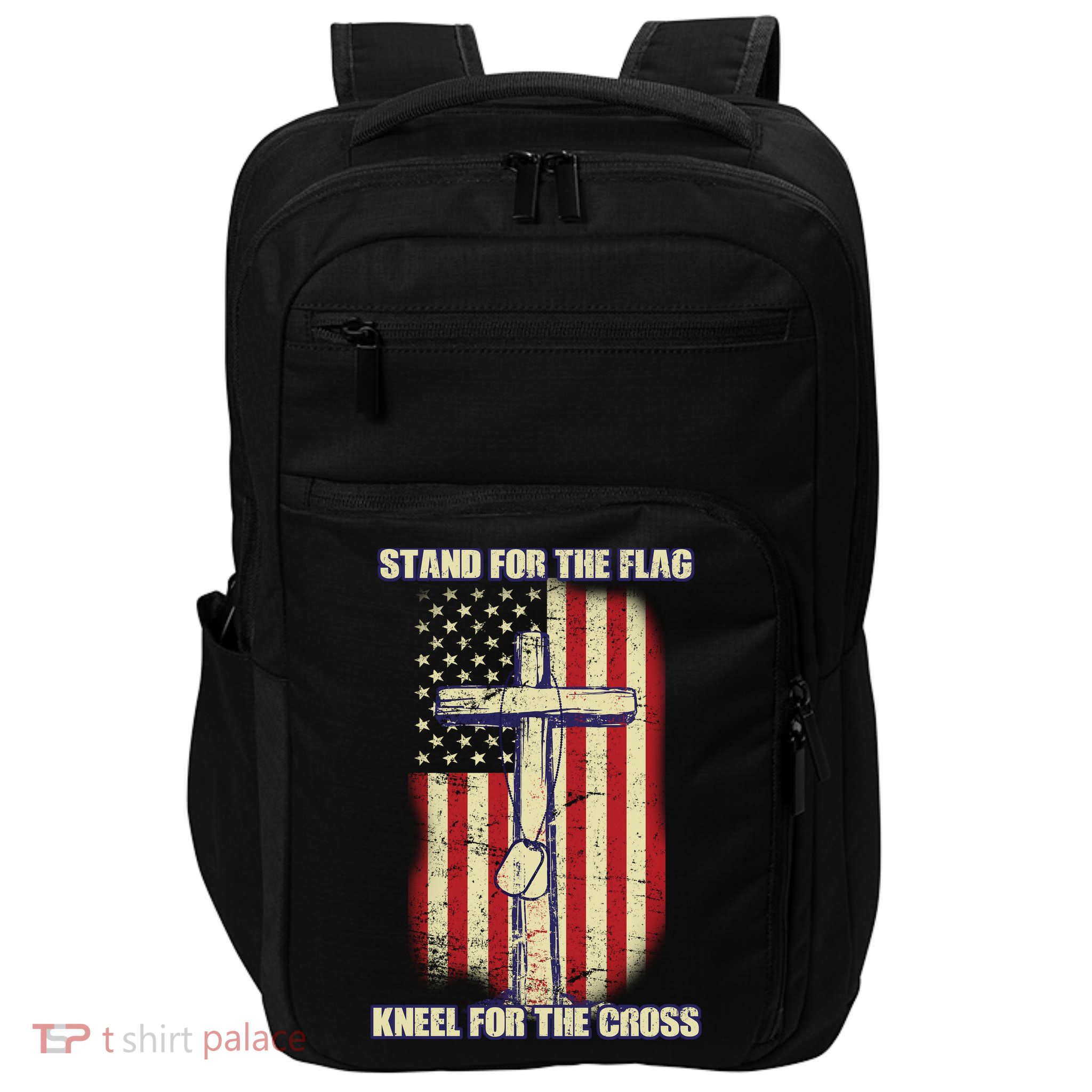 Americans Stand For The Flag Kneel For The Cross Impact Tech Backpack