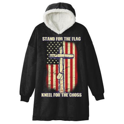 Americans Stand For The Flag Kneel For The Cross Hooded Wearable Blanket