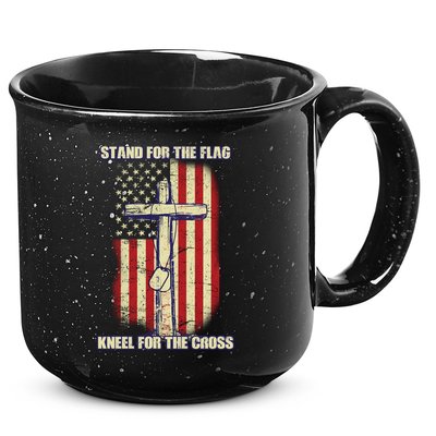 Americans Stand For The Flag Kneel For The Cross 15oz Campfire Ceramic Mug