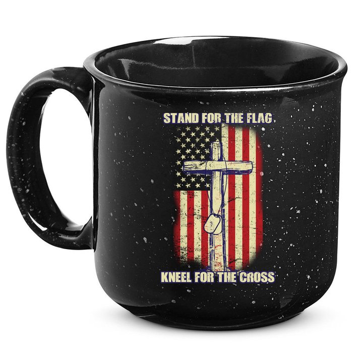 Americans Stand For The Flag Kneel For The Cross 15oz Campfire Ceramic Mug