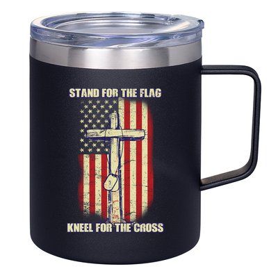 Americans Stand For The Flag Kneel For The Cross 12oz Stainless Steel Coffee Mug
