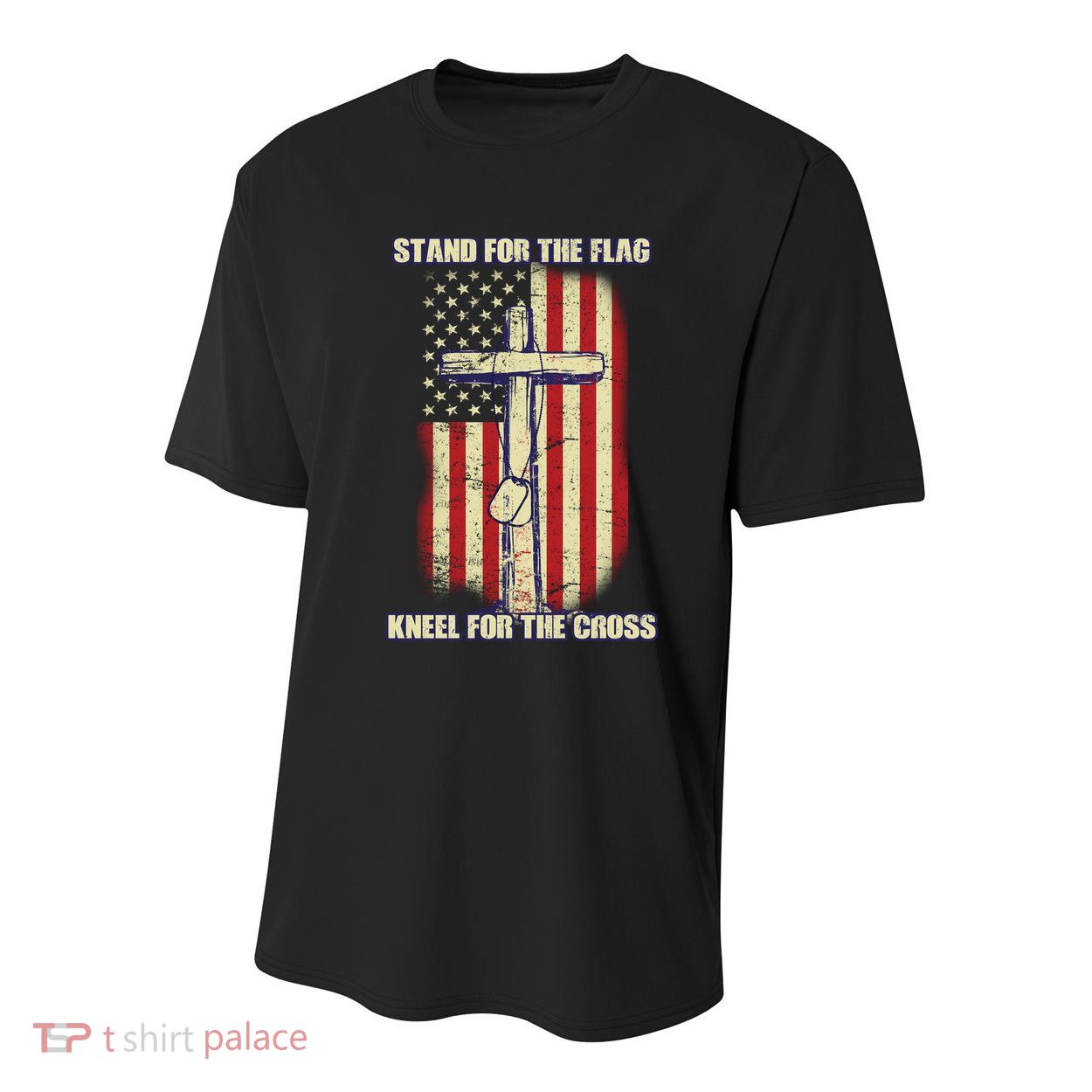 Americans Stand For The Flag Kneel For The Cross Youth Performance Sprint T-Shirt