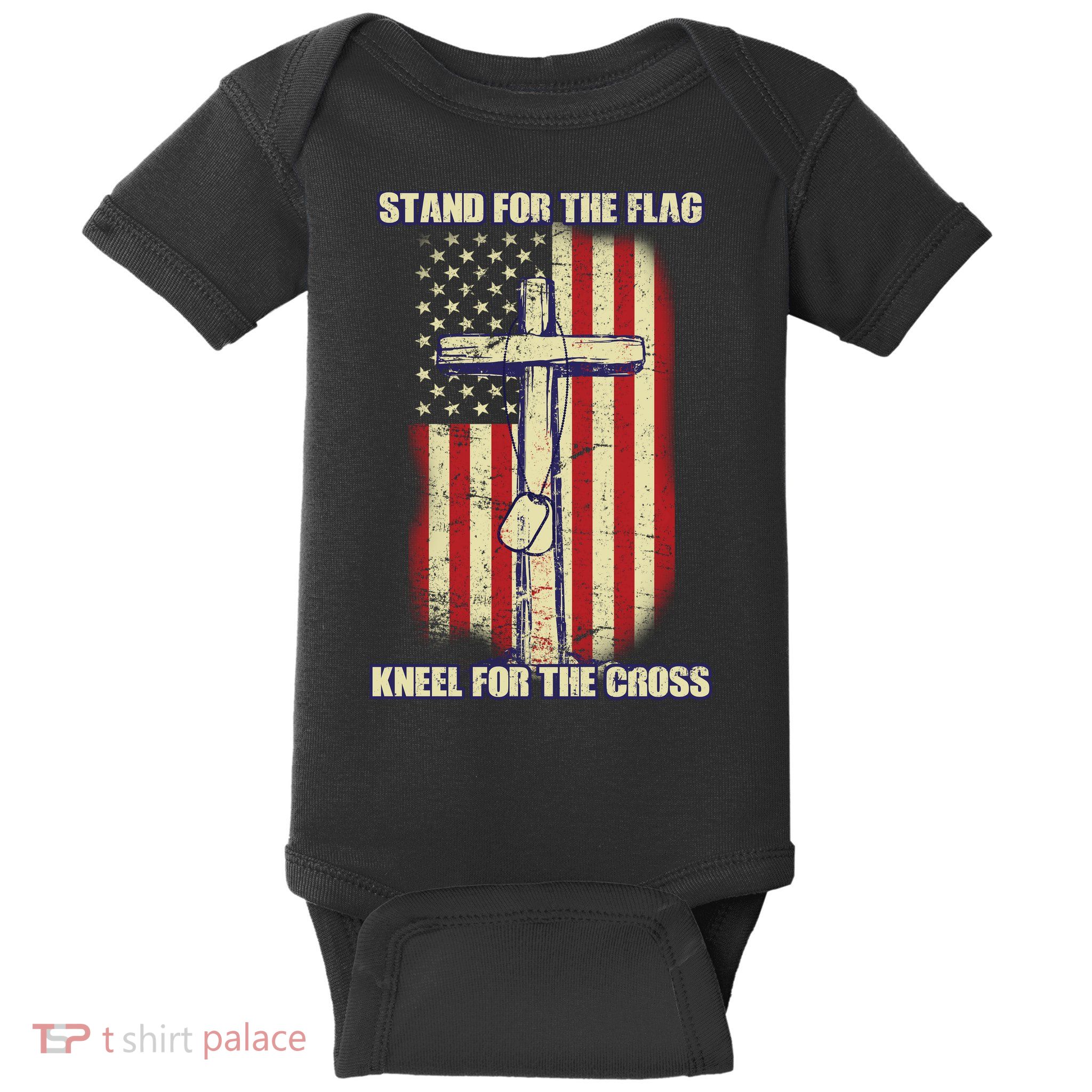 Americans Stand For The Flag Kneel For The Cross Baby Bodysuit