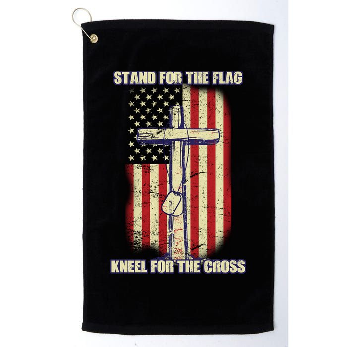 Americans Stand For The Flag Kneel For The Cross Golf Towel