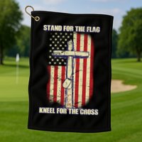 Americans Stand For The Flag Kneel For The Cross Golf Towel