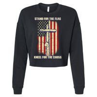 Americans Stand For The Flag Kneel For The Cross Cropped Pullover Crew